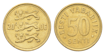 Эстония 50 сентов 2006 KM 24 латунь UNC 4668-645