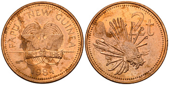 Папуа-Новая Гвинея 2 тойя 1984 Елизавета II (1953-) KM 2 бронза 4573-733