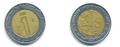 Мексика 1 песо 2001 KM 603 биметалл 176-1241