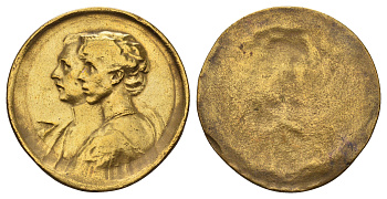 Пруссия медаль "Вильгельм и Цецилия Мекленбург" диаметр 34 мм, вес 9,68 гр латунь 189-715