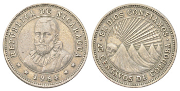 Никарагуа 25 сентаво 1964 KM 18.2 медно-никель 4624-246