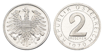 Австрия 2 гроша 1979 KM 2876 алюминий PROOF 4564-917