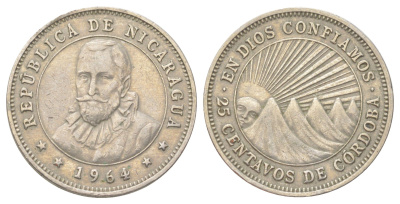 Никарагуа 25 сентаво 1964 KM 18.2 медно-никель 4624-246