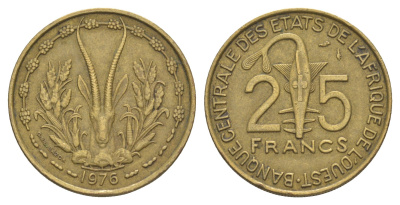 Западная Африка (BCEAO) 25 франков 1976 KM 5 медь алюминий никель 4612-916