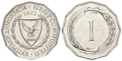 Кипр 1 миль 1972  KM 38 алюминий  UNC  M59-01