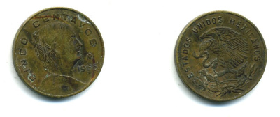 Мексика 5 сентаво 1965 Жозефа Ортис де Домингес KM 426 латунь 35-351