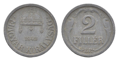 Венгрия 2 филлера 1943 BP KM 519 цинк 4665-536