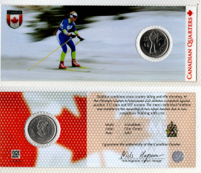 Канада 25 центов 2007 XXI зимние Олимпийские Игры, Ванкувер 2010 - Биатлон KM 685 сталь плакированная никелем UNC 8623-9-1