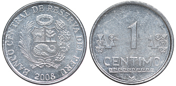 Перу 1 сентимо 2008 LIMA KM 303.4a алюминий aUNC 4189-1031