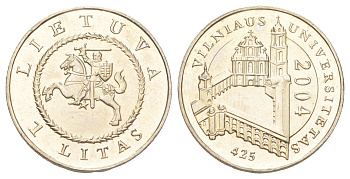 Литва 1 лит 2004 425 лет Вильнюсскому университету KM 137 медно-никель UNC 4624-515