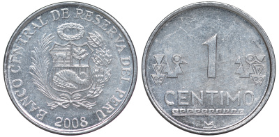 Перу 1 сентимо 2008 LIMA KM 303.4a алюминий aUNC 4189-1031