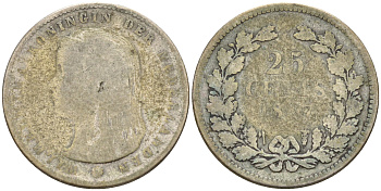 Нидерланды 25 центов 1897 Вильгельмина (1890-1948) KM 115 серебро 4115-217