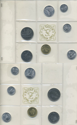 Италия набор из 7 монет 1969 оригинальная запайка, без 500 лир    UNC  5-6-2-36