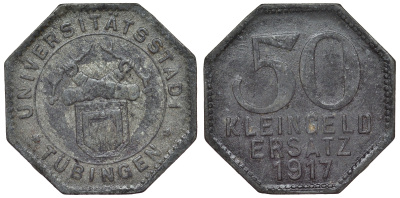 Германия, Тюбинген 50 пфеннигов 1917 Баден-Вюртемберг, нотгельд Funck 551.4b цинк 4121-316