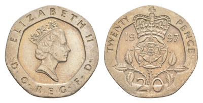 Великобритания 20 пенсов 1997 Елизавета II (1952-2022) KM 939, Spink 4361 (G2) медно-никель 4639-911