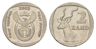 ЮАР 2 ранда 2002 KM 273 медь плакированная никелем 4626-1224