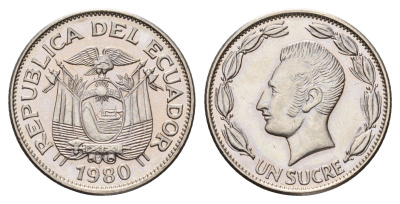 Эквадор 1 сукре 1980 KM 78b сталь плакированная никелем UNC 4675-513