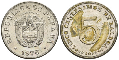 Панама 5 сентесимо 1970  KM 23.2 медно-никель    4610-334