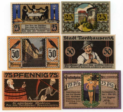 НОРДХАУЗЕН 2х25 2х50 2х75 ПФЕННИГОВ 1921 бумага UNC (пресс) 70-2911