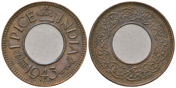 Британская Индия 1 пайс 1941 . (Точка) - бомбей, Георг VI (1936-1952) KM 533 бронза 4615-1154