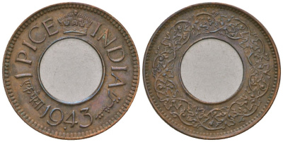 Британская Индия 1 пайс 1941 . (Точка) - бомбей, Георг VI (1936-1952) KM 533 бронза 4615-1154