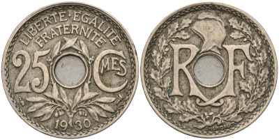 Франция 25 сантимов 1930 KM 867a, Le Franc 171.7 медно-никель 4143-435