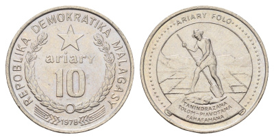 Мадагаскар 10 ариари 1978 год-тип KM 13 никель UNC 4678-1017