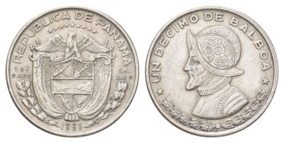 Панама 1/10 бальбоа 1961 KM 24 серебро 4623-1223
