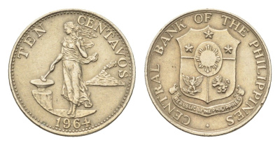 Филиппины 10 сентаво 1964 KM 188 медь цинк никель 4668-664