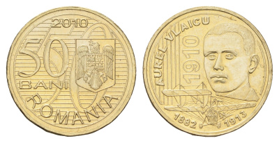 Румыния 50 бань (бани) 2010 100 лет первому полету Аурела Влайка KM 259 никель латунь UNC 4662-256