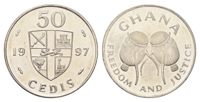 Гана 50 седи 1997 KM 31a сталь плакированная никелем UNC 4666-615