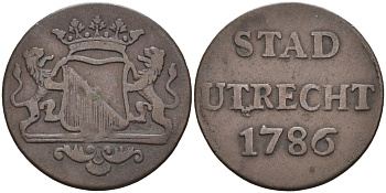 Утрехт (Utrecht), Нидерланды 1 дуит 1786 KM 91 медь 4577-245