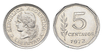 Аргентина 5 сентаво 1972 KM 65 алюминий UNC 4664-538