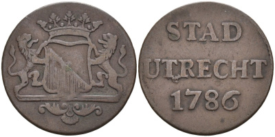 Утрехт (Utrecht), Нидерланды 1 дуит 1786 KM 91 медь 4577-245