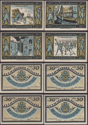 Лютенбург полный набор из 4 нотгельдов (50 пфеннигов) 1921 Mehl Grabowski 842.1 бумага UNC (пресс) 7556-18-3-2
