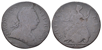Великобритания 1/2 пенни 1773 Георг III (1760-1820) KM 601, Spink 3774 медь 4707-841