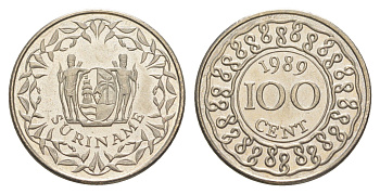 Суринам 100 центов 1989 KM 23 медно-никель UNC 4163-1041