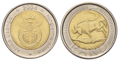 ЮАР 5 рандов 2004 KM 281 биметалл UNC 65-1117