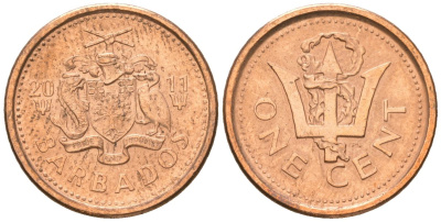 Барбадос 1 цент 2011 KM 10b сталь плакированная медью 4618-1159
