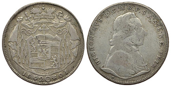 Австрия, Зальцбург 20 крейцеров 1801 М, Иеронимус фон Коллоредо (1772-1812) KM 460 серебро 1522-735