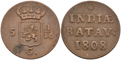 Нидерландская Восточная Индия, Голландия (Holland) 1 дуит 1808 KM 76 медь 4575-1013