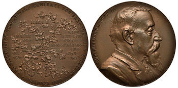 Австрия медаль 1899 70 лет директору Алоизу фон Мольвальду, 47,5 мм, 42,35 гр. Hauser 7312 бронза 1082-7-32