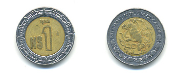 Мексика 1 песо 1993 KM 550 биметалл 176-1231