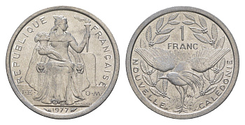 Французская Новая Каледония 1 франк 1977 KM 10 алюминий UNC 4641-132