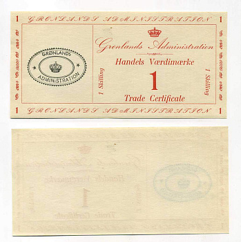 Гренландия 1 скиллинг 1942 торговый сертификат Pick M8 бумага UNC (пресс) 451-269-1