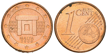 Мальта 1 евроцент 2008 F KM 125 сталь плакированная медью UNC 4136-612