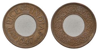 Индия 1 пайс 1947 Отметка монетного двора - ромб - Бомбей KM 533 бронза 4625-811