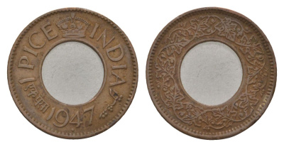 Индия 1 пайс 1947 Отметка монетного двора - ромб - Бомбей KM 533 бронза 4625-811