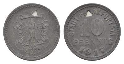 Франкфурт-на-Майне 10 пфеннигов 1917 Funck 136.1, Men05 7947.2, Men18 9918.2 цинк 4636-848
