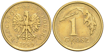 Польша 1 грош 1999 MW KM 276, Parchimowicz 701h латунь   4136-937